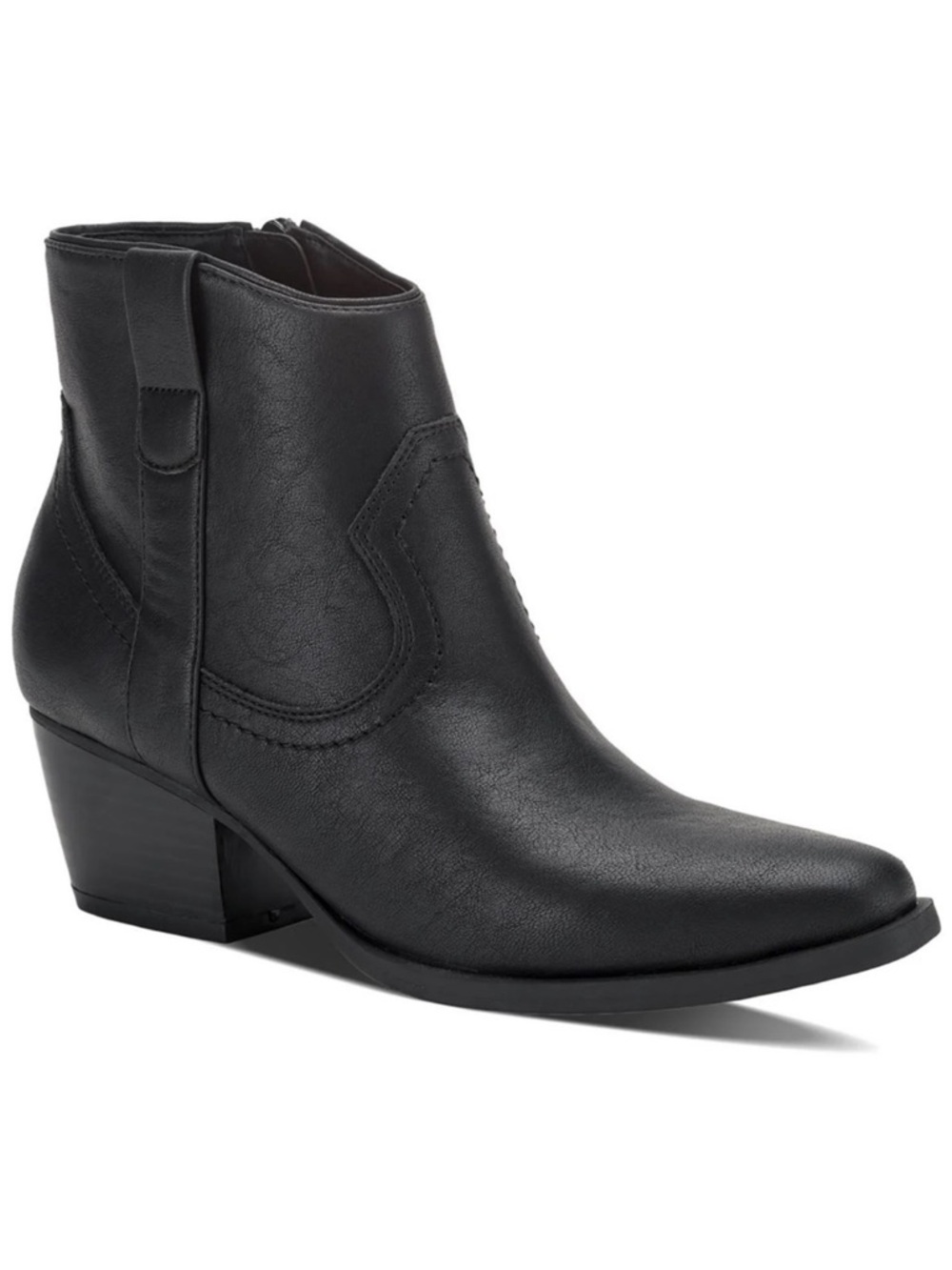 Western Stacked Block Heel Boots Black